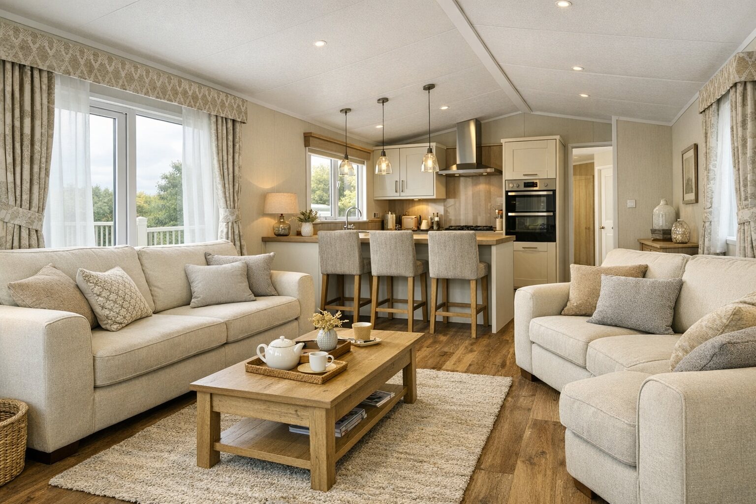 Inside a luxury static caravan holiday home